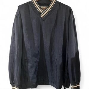 Vintage Men’s Navy Blue Nylon Windbreaker Pullover Size Large